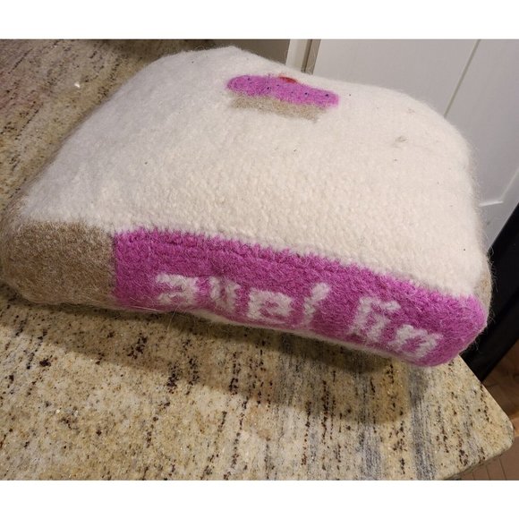 Wool Knit Pillow Cupcake Mom Heart Tattoo Pink White. by Jane Throw Decor 15x14" - Picture 7 of 12
